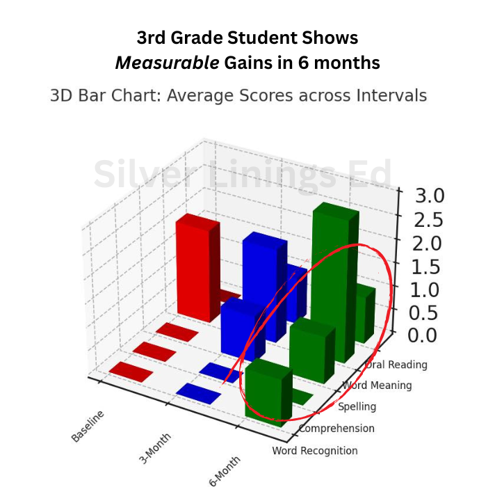 3rd grade student shows measurable gains in 6 months